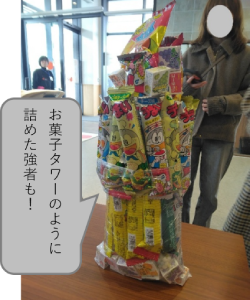 お菓子タワーのように詰めた強者も！